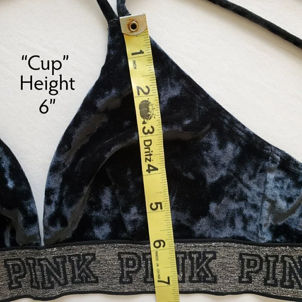 Victoria's Secret Crushed Velvet Triangle Bralette Black / Silver S